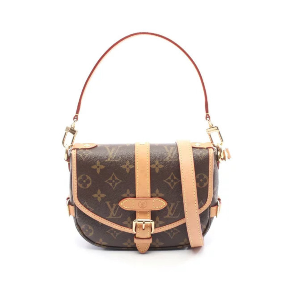 Louis Vuitton Saumur Handbag Canvas Leather Monogram Brown